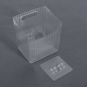 Органайзер для хранения « CRISTAL», навесной, 1 секция, с клеевыми крючками, 11,5 x 8 x 11 см, цвет прозрачный