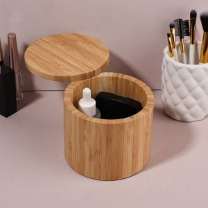 Органайзер для хранения «BAMBOO», с крышкой, раздвижной, d = 12 x 10,5 см, цвет коричневый