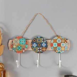 Настенные крючки декоративные «Яркие узоры», дерево, 30x14.5x5 см