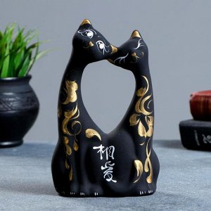 Фигурка керамика «Коты влюбленные», чёрные, 5x10x17 см