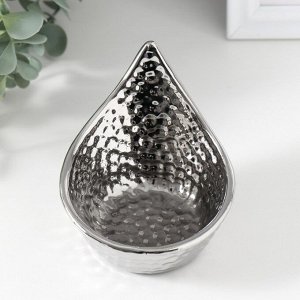 Подсвечник керамика на 1 свечу «Капля», d=5 см, серебро, 11x9x8 см