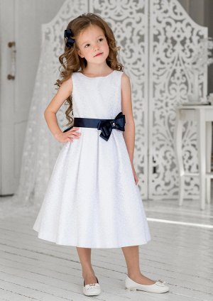Ажурное двухслойное платье, цвет бел.синий