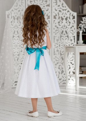 Ажурное двухслойное платье, цвет бел.бирюзовый