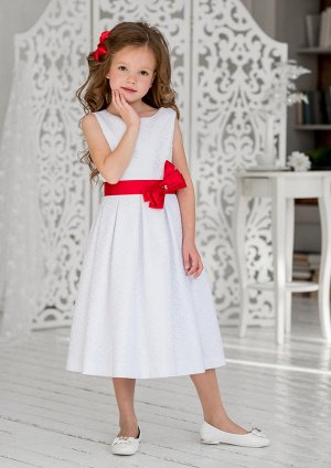 Ажурное двухслойное платье, цвет бел.красный