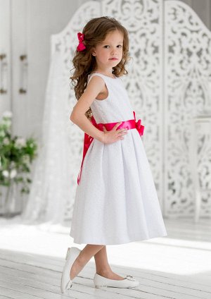 Ажурное двухслойное платье, цвет бел.малиновый