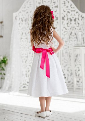 Ажурное двухслойное платье, цвет бел.малиновый
