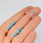 Серьги на цепочке с Бирюзой