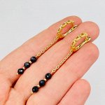 Серьги на цепочке с камнем Шпинель