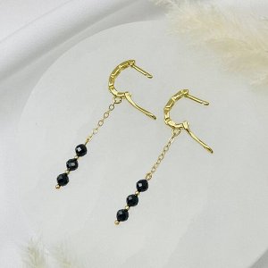 Серьги на цепочке с камнем Шпинель