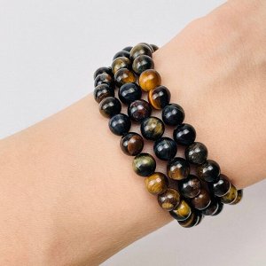Бусины для рукоделия из Тигрового и Соколиного глаза (60 бусин)