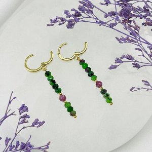 Серьги длинные из Цоизита с Рубином