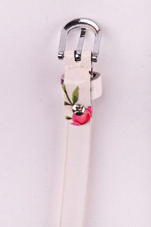 Ремни Ремень белого цвета с принтом цветы&nbsp;
					    Длина изделия: 107 см,&nbsp; ширина 1.3 см.
					    Состав: Экокожа