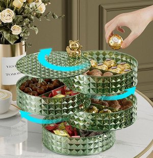 Органайзер для хранения конфет, бижутерии четырехуровневый зеленый / Шкатулка для хранения мелочей