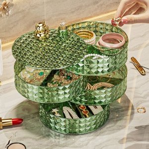Органайзер для хранения конфет, бижутерии четырехуровневый зеленый / Шкатулка для хранения мелочей