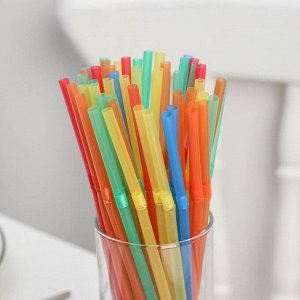 Трубочки одноразовые для коктейля, 0,5×21 см, 45-50 шт, с гофрой, цвет микс