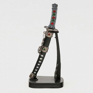 Сувенирное оружие «Катана на подставке», коричневые ножны, микс, 17см