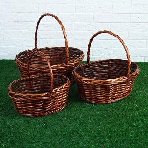 Набор корзин плетеных (ива), 38x30xH14/35см, 33х25xH12.5/30см, 28х20x11xH25 см, 3 шт.