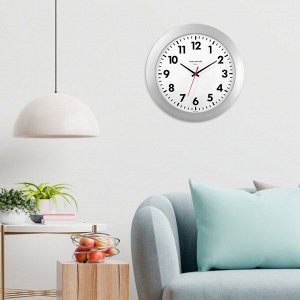 Часы настенные, серия: Классика, d-30 см, серебряный обод