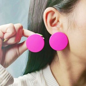 Серьги пластиковые плоские круги матовые желтые