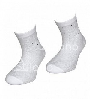 Белые носки в сетку со стразами для девочки 50000 BH