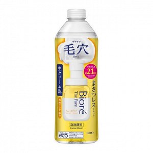KAO "Biore The Face Foam" Освежающая кремовая пенка для очищения лица, гладкая и чистая кожа, сменная бутылка с крышкой, 340мл