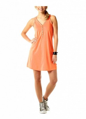 1r Платье, оранжевое FLASHLIGHTS Спортивный талант для отдыха и пляжа. Модный треугольный вырез с длинной застежкой на пуговицах. Узкие края роликом. Длина ок. 90 см. Подчеркивающая фигуру форма. Мягк