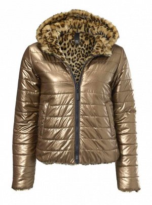 1r Куртка двухсторонняя, бронзовая Heine - Best Connections Стильная мода для холодной погоды. Экстравагантная куртка бронзового цвета с одной стороны, из искусственного меха под леопарда с другой. По