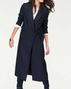 1r Пальто, темно-синее Aniston Модный стиль для холодных температур. Элегантная однобортная форма на 2 пуговицах, материал с шерстью и эффектная удлиненная форма со стильными полосками. Лацканы и разр