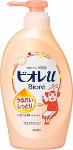 KAO &quot;Biore U&quot; Интенсивно увлажняющее жидкое мыло для тела с нежным цветочно - фруктовым ароматом, бутылка с дозатором помпой, 480мл