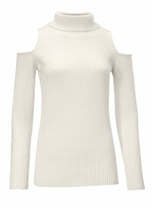 1к Rick Cardona  Пуловер, белый  Сексуальный пуловер с красивыми плечами. Обрамляющий фигуру силуэт с воротником-гольф и краями резиночной вязкой. Длина ок. 64 см. Теплый трикотаж из 40% хлопка, 34% п