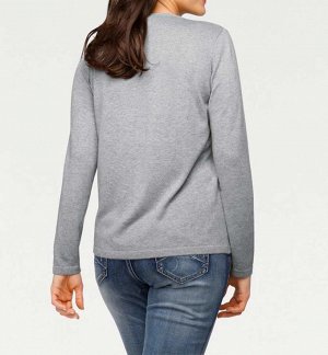 1к PATRIZIA DINI  Пуловер, серый  Нежный кашемир для любых температур! Стильный пуловер с эффектными воланами спереди. Подчеркивающий фигуру силуэт с женственным треугольным вырезом и длинными рукавам