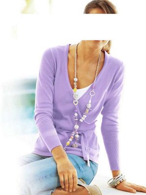 1к Heine - Best Connections  Пуловер с запахом, сиреневый  Модный пуловер красивого цвета с глубоким вырезом под запах. Завязки. Длинные рукава с широкими краями резиночной вязкой. Подчеркивающий фигу