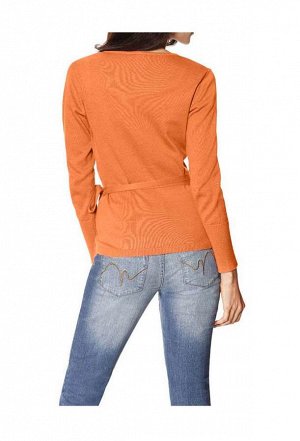 1к Heine - Best Connections  Пуловер, оранжевый  Модный пуловер красивого цвета с глубоким вырезом под запах. Завязки. Длинные рукава с широкими краями резиночной вязкой. Подчеркивающий фигуру силуэт.