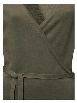 1к Heine - Best Connections  Пуловер, оливковый  Модный пуловер красивого цвета с глубоким вырезом под запах. Завязки. Длинные рукава с широкими краями резиночной вязкой. Подчеркивающий фигуру силуэт.