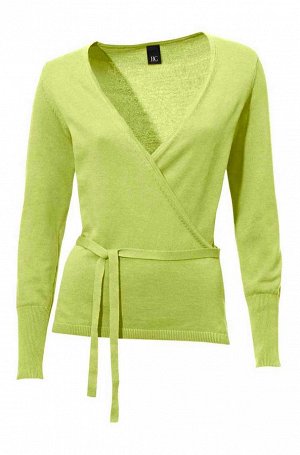 1к Heine - Best Connections  Пуловер, киви  Модный пуловер красивого цвета с глубоким вырезом под запах. Завязки. Длинные рукава с широкими краями резиночной вязкой. Подчеркивающий фигуру силуэт. Длин