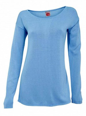 1к Travel Couture by Heine  Пуловер, сине-белый  Непринужденный образ с дизайнерский характером. Модный пуловер с эффектной сатиновой вставкой в горошек на спине. Круглый вырез, широкие длинные рукава