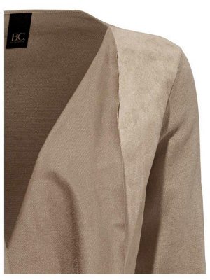 1к Кардиган, серый  Heine - Best Connections Модный кардиган в стиле пончо с бахромой и отделкой из искусственной кожи спереди. Обрамляющая фигуру форма без застежки с эффектным воротником, длинными р
