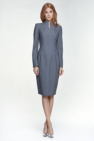 Nife Платье NIFE S75  нужный цвет пишем в примечании к заказу (серый;тёмно-синий;черный;бежевый)  Вискоза 35% Полиэстер 60% Эластан 5%