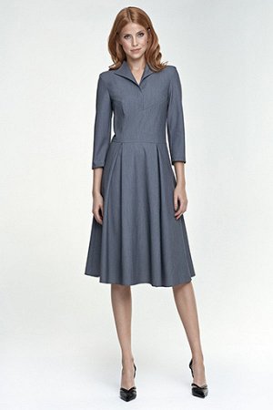 Nife Платье NIFE S78  нужный цвет пишем в примечании к заказу (серый;тёмно-синий)  Вискоза 35% Полиэстер 60% Эластан 5%
