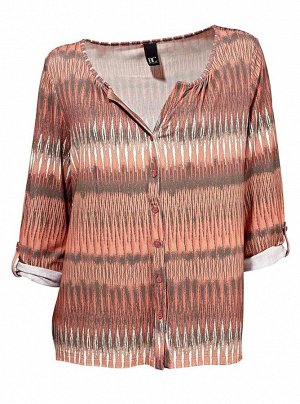 1r Блузка, лососевая Heine - Best Connections Обрамляющая фигуру свободная блузка с женственным круглым вырезом горловины, застежкой на пуговицах и рукавами с отворотами на хлястиках. Спереди короче, 
