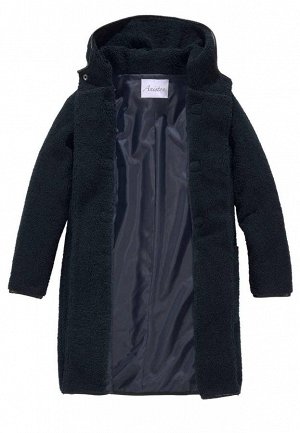 1r Пальто, синее Aniston Благородное пальто для этого сезона. Классическая застежка. Уютный капюшон и потайная застежка на кнопках. Привлекательная окантовка из искусственной кожи. Обрамляющий фигуру 