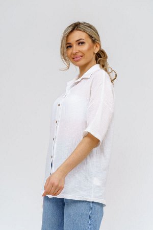Рубашка Варианты расцветки: белый, голубой, ментол, черный
Ткань: муслин, Состав: 100% хлопок
Модная рубашка в стиле oversize выполнена из воздушного и приятного к телу 2-х слойного жатого муслина. Эт