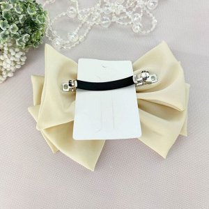 Бант-заколка автомат  Fashion Jewelry кремовый16*12 см.