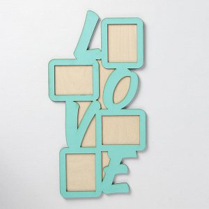 Фоторамка для фото 7х9 см "Love" из фанеры, 23,1х44,7 см, мятный