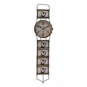 Часы настенные, серия: Фото, "Наручные часы", d=15cм, 5 фоторамок, коричневые, 17х71 см
