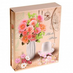 Фотоальбом магнитный 20 листов "Цветы со стразами в вазе" в коробке МИКС
