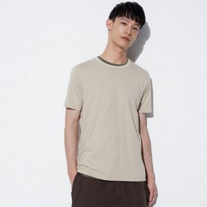 UNIQLO Футболка Supima Cotton с круглым вырезом, бежевый