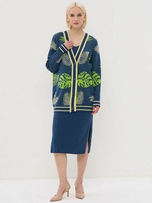 Кардиган женский 5231-1769   1783/11347/1473 деним/лимонный щербет/гуакамоле