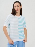 Джемпер женский 9241-94163   001/56666/7050 белый/тиффани/голубой жемчуг