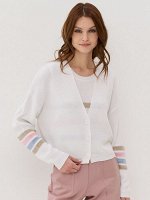 Кардиган женский 7231-14117   798/391326/1267/391680 белый/св.верба/туманная роса/розовый жемчуг
